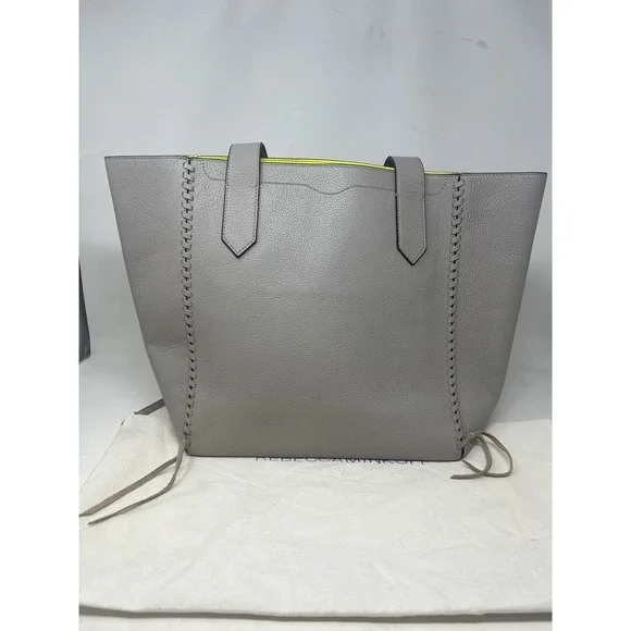 Rebecca Minkoff  Panama Leather Tote Bag Grey / Lime Inner $295 EUC - Picture 8 of 14